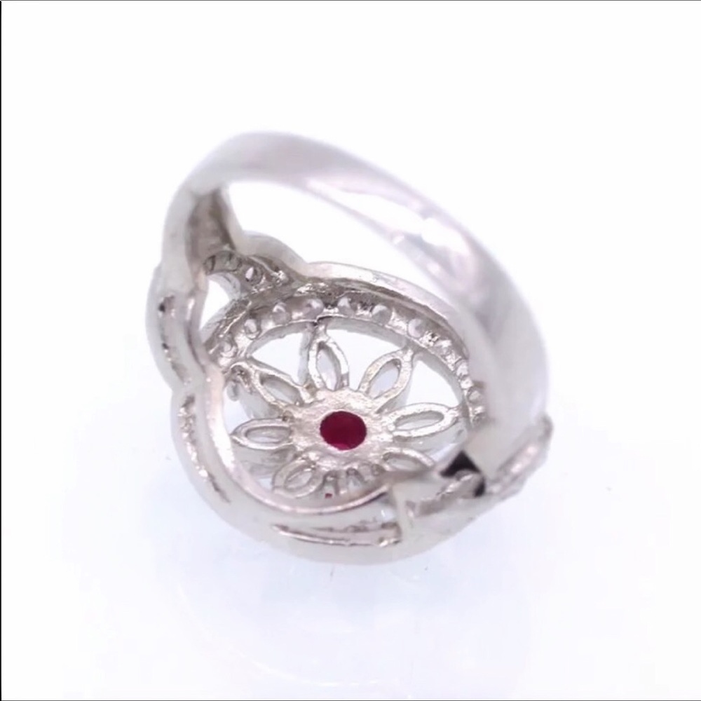 Silver Plated Red Ruby Fashion Ring - Picture 5 of 6